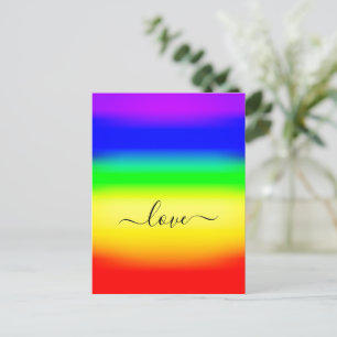 Love LGBT Rainbow Pride Ombre Script Swash Postcard