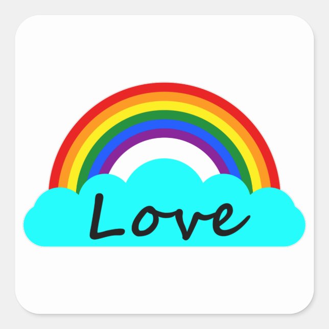 Love - LGBT Rainbow Square Sticker (Front)