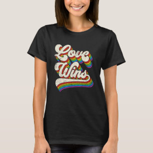 Love LGBTQ Wins Retro LGBT Flag Gay Pride Month Ra T-Shirt