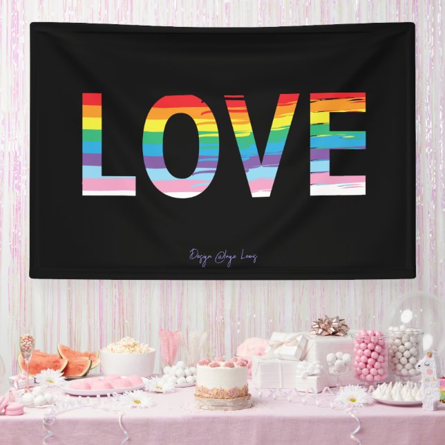 LOVE LGBTQIA Rainbow Flag, Pride Letter Banner (Party)