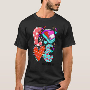 LOVE Librarian Life Leopard Heart Valentine's Day  T-Shirt