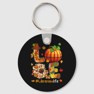 Love Librarian Thanksgiving Job Team Fall Pumpkins Key Ring