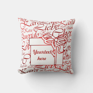 Love,liebe,kara,cher,käre,querido,text,rose,festiv Cushion