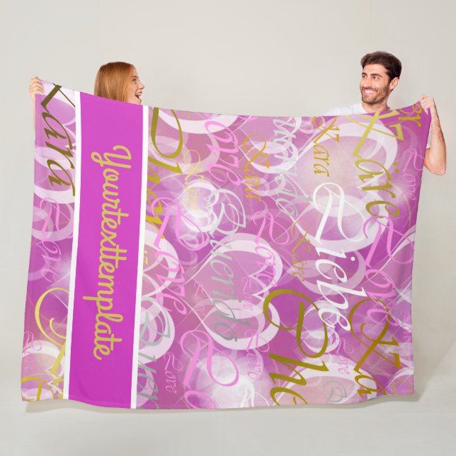 Love,liebe,kara,cher,käre,querido,text,rose,festiv Fleece Blanket (In Situ)
