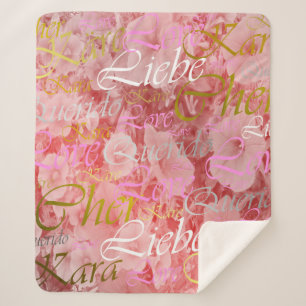 Love,liebe,kara,cher,käre,querido,text,rose,festiv Sherpa Blanket