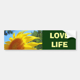 LOVE LIFE bumper stickers Bright Yellow Sunflower