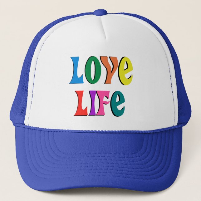LOVE LIFE! customisable christian message Trucker Hat (Front)