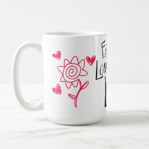Love Life Happiness Attitude Red Hearts & Flowers Coffee Mug