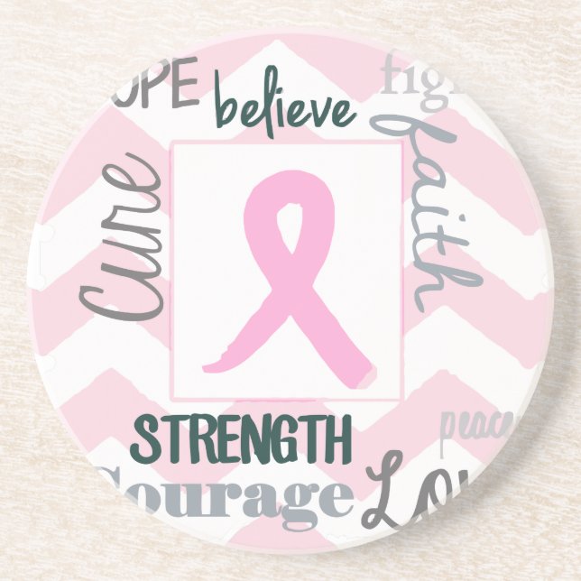 Love Life Hope Breast Cancer Coaster (Front)