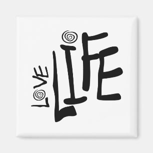 Love Life In Funky Font With Swirls, Black Magnet
