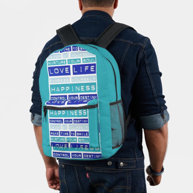 Love Life Motivational Quotes Blue Backpack (Insitu (Model))