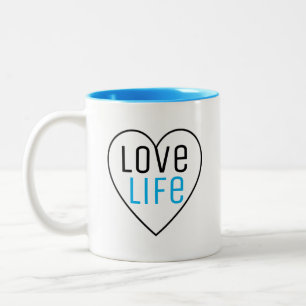 Love Life With Heart Shape Two-Tone Coffee Mug