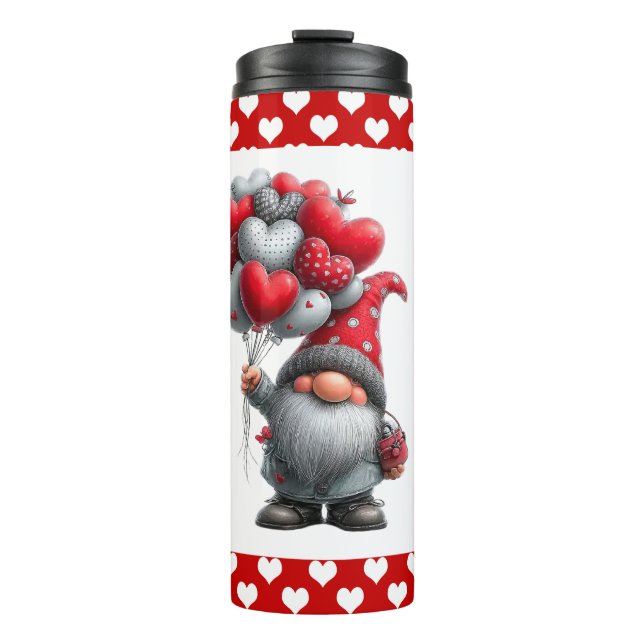 "Love Lifted High" Heart Balloon Gnome Thermal Tumbler (Front)
