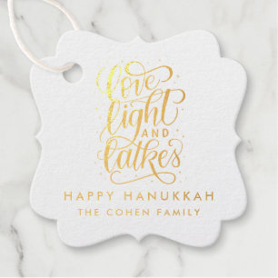 Love Light and Latkes Hanukkah Foil Favour Tags