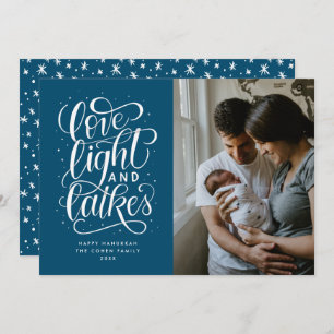 Love, Light and Latkes Photo Hanukkah Holiday Card
