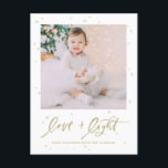 Love & Light Brush Lettering Gold Happy Hanukkah Holiday Postcard<br><div class="desc">Happy Hanukkah! Send holiday wishes and greetings to family and friends with this photo holiday postcard. It features brush calligraphy quote 'Love & Light' with stars accents. Personalise by adding names,  message and photos. This design is available as a flat card,  folded card and postcard.</div>