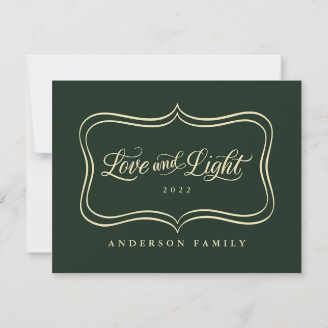 Love & Light Classic Gold Frame Holiday Card (Front)