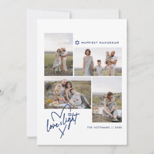 Love & Light Heart Hanukkah 4 Photo Card
