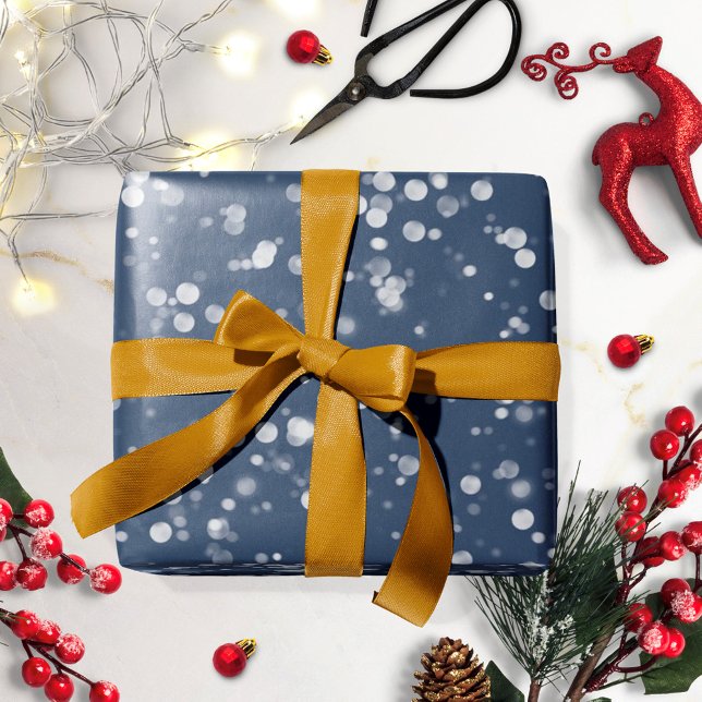 Love & Light | Lovely Navy Blue Bokeh Hanukkah Wrapping Paper (Creator Uploaded)