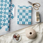 Love & Light | Modern Hanukkah Menorah Wrapping Paper<br><div class="desc">Wrap your Hanukkah gifts in style with this beautiful chequered wrapping paper! Design features alternating dark teal and white squares with turquoise menorah illustrations and "Love and Light" in modern white block lettering.</div>