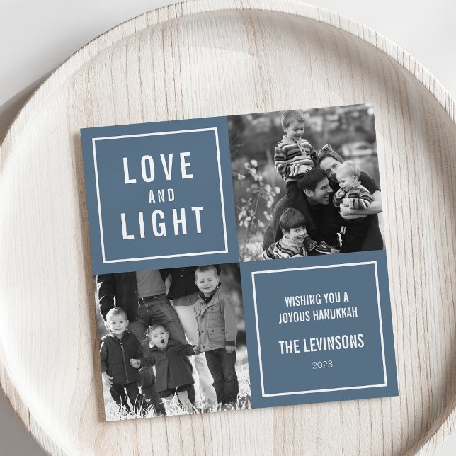 Love & Light Modern Hanukkah Photo Holiday Card (Creator Uploaded)