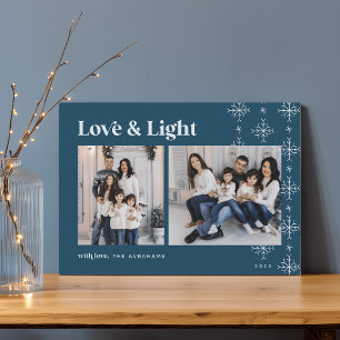 Love & Light Modern Snowflakes Hanukkah Holiday Card