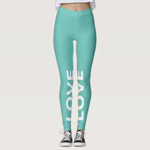 Love Light Teal Monochrome Classic Text Leggings