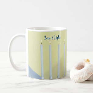 Love & Light White Candles White Menorah Coffee Mug