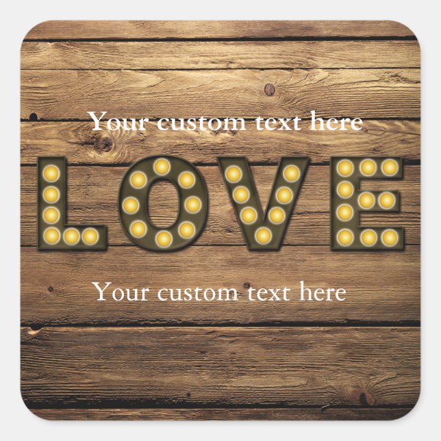 LOVE Lighted Letters Rustic Country Sticker Favour (Front)