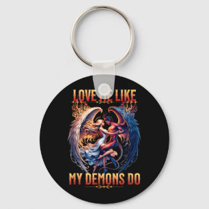 Love Like Demons Do Devil Angel Halloween Goth Key Ring