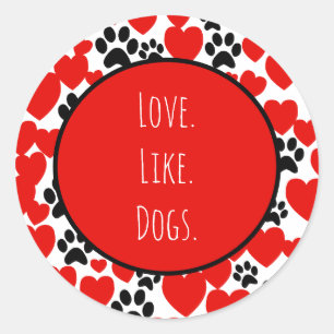 Love Like Dogs Valentine Heart Classic Round Sticker