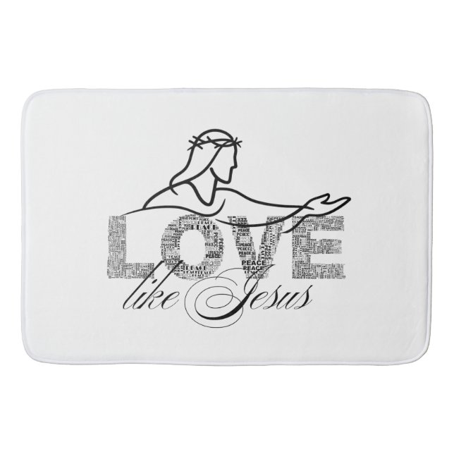 Love Like Jesus Christian Typography Design Bath Mat (Front)