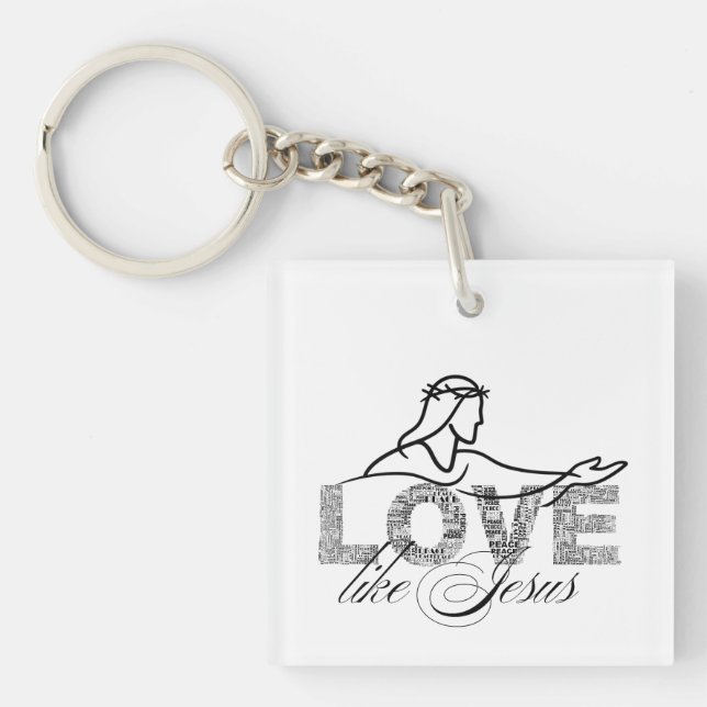 Love Like Jesus Christian Typography Design Key Ring (Front)