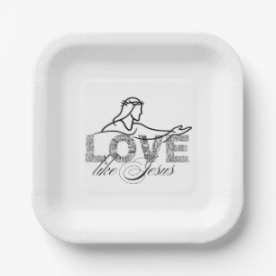 Love Like Jesus Christian Typography Design Paper Plate