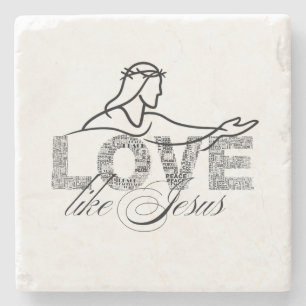 Love Like Jesus Christian Typography Design Stone Coaster