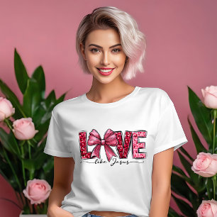Love Like Jesus Coquette Aesthetic Pink White  T-Shirt