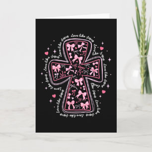 Love Like Jesus Coquette Heart Cross Christian Val Card