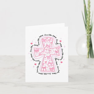 Love Like Jesus Coquette Heart Cross Christian Val Card