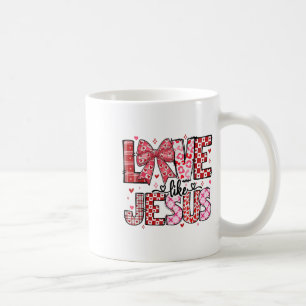 Love Like Jesus Cute Groovy Coquette Bow Christian Coffee Mug
