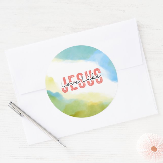 Love Like Jesus Inspirational Christian Quote  Classic Round Sticker (Envelope)