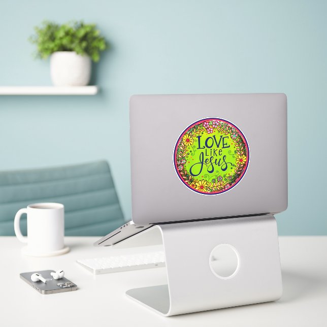 Love Like Jesus Inspiring Fun Floral Inspirivity (Laptop On Desk)