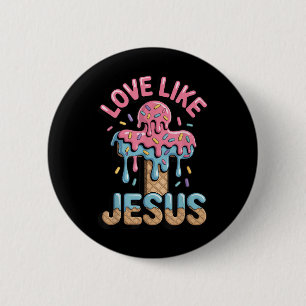 Love Like Jesus Kids Christian Ice Cream Drip Boys 6 Cm Round Badge
