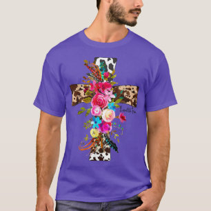 Love Like Jesus Leopard Floral Cross Christian Eas T-Shirt