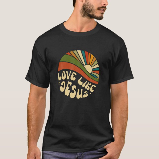 Love Like Jesus Sunset Religious God Funny Christi T-Shirt (Front)