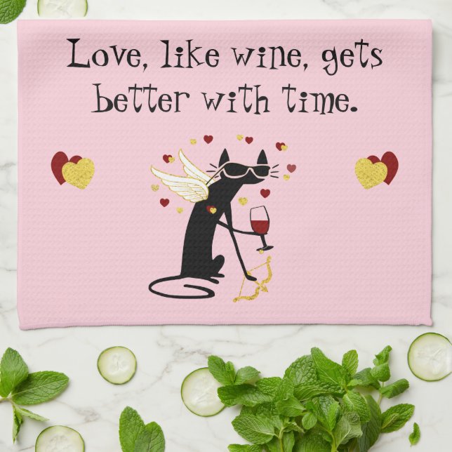 Love Like Wine Valentine Tea Towel (Folded)