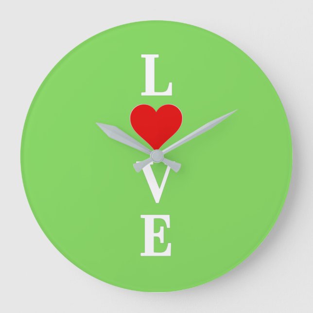 LOVE Lime Green Large Clock (Front)
