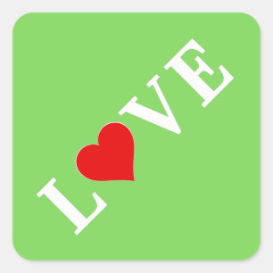 LOVE Lime Green Modern Square Sticker