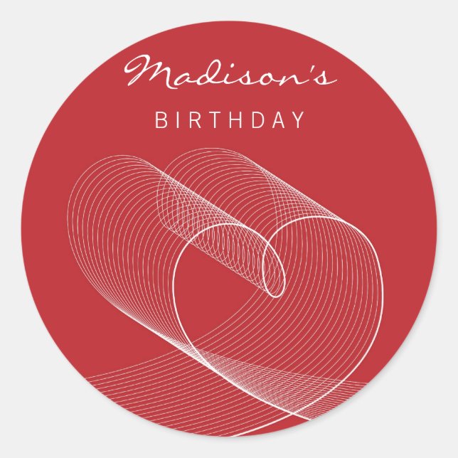 LOVE Lines White Red Party Favour Label / Sticker (Front)