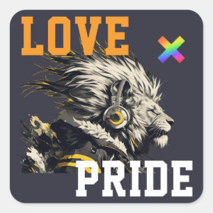 LOVE × LION Ver. A - Custom スケートボード Square Sticker