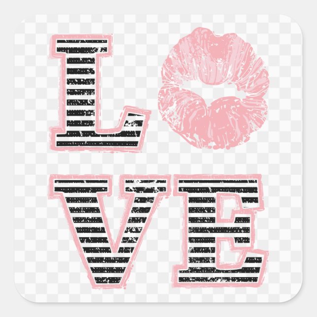 Love Lips Square Sticker (Front)